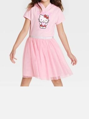 Hello Kitty By Sanrio Pink Tulle Dress Girls Size 7-8 Hoodie Party Cute Outfit